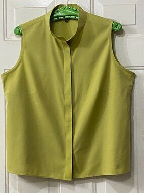 Talbots Wrinkle Resistant Sz 16W Blouse Button Up Sleeveless Lime Green